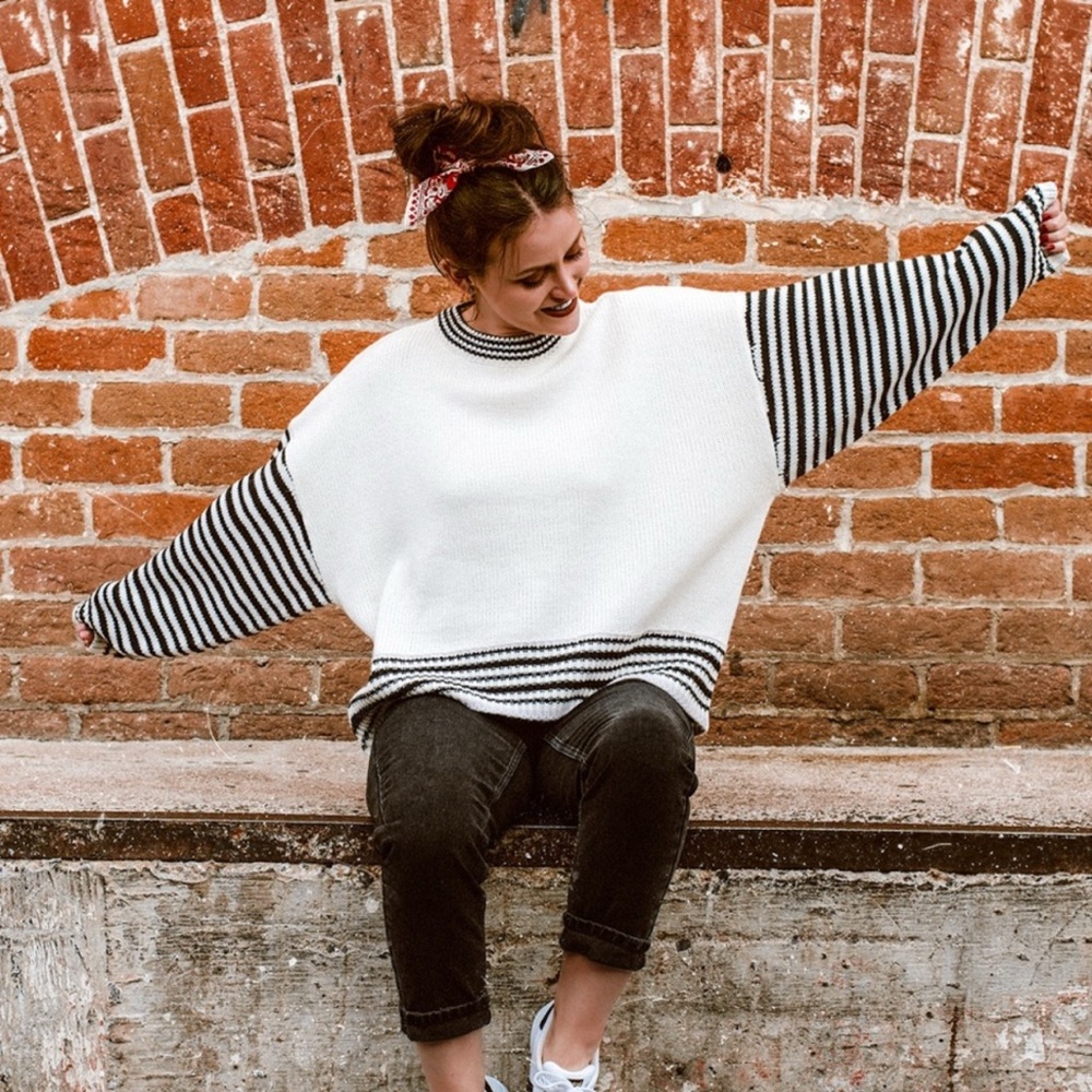 Topshop Whipstitch Stripe Retro Jumper Sweater